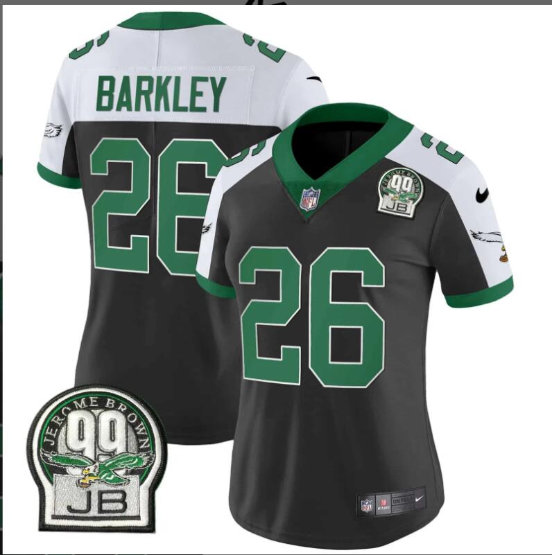 Women Philadelphia Eagles 26 Jerome Brown Patch Kelly Green black 2024 NFL Nike jerseys